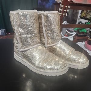 Silver Sequin Ugg Boots